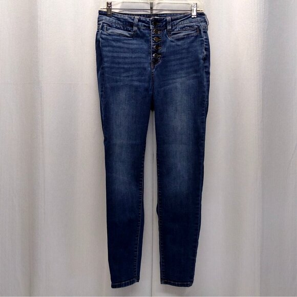 Fashion Nova Women's High-Waisted Skinny Jeans Size 3/4 Actual 28x25 Blue Denim - Picture 1 of 9